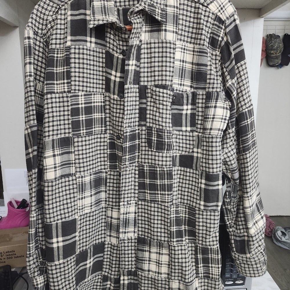 Orvis Black and White Plaid Button Down Shirt